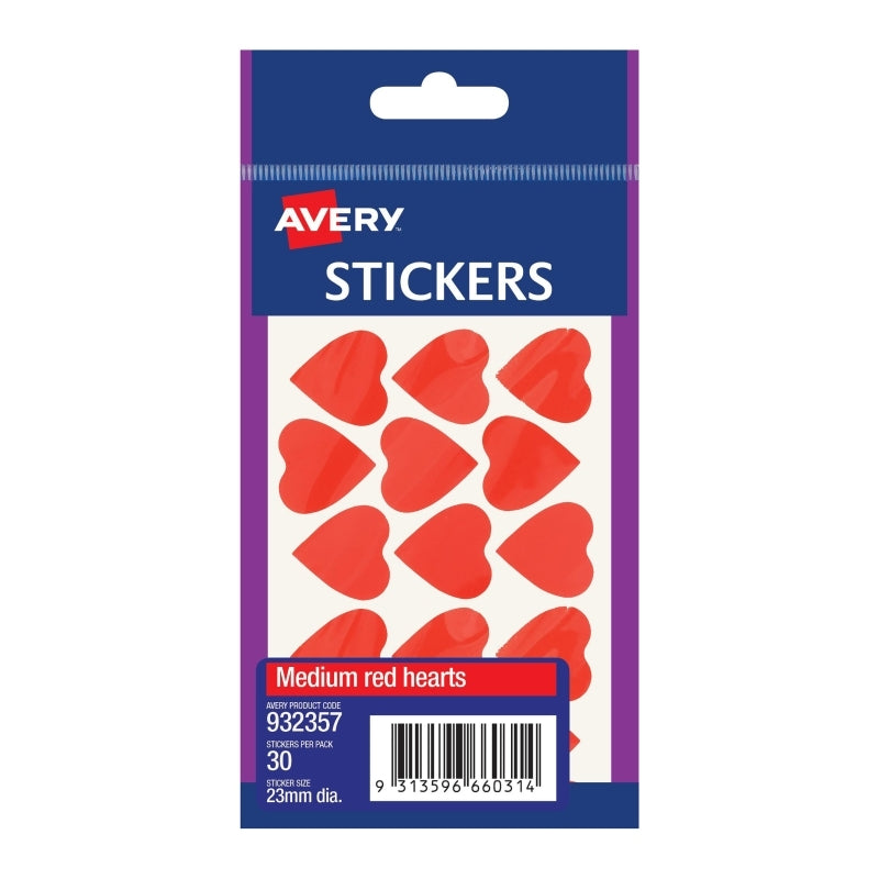 AV Med Heart Sticker Red Bx10 Avery