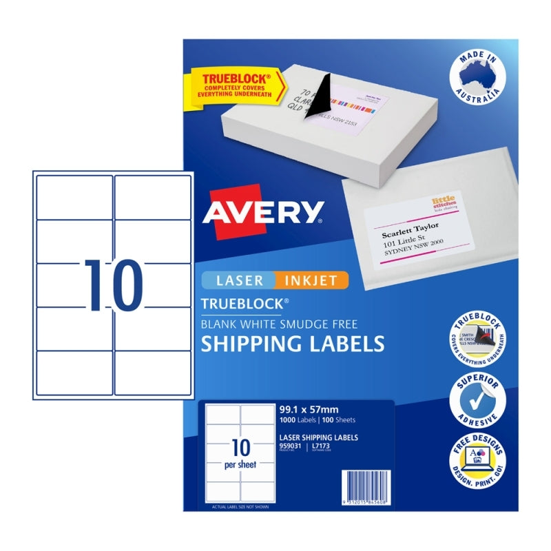 AV Laser Lbl L7173 10Up Pk100 Avery