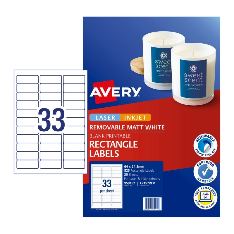 AveryLIP Removable 33UP Bx5 Avery