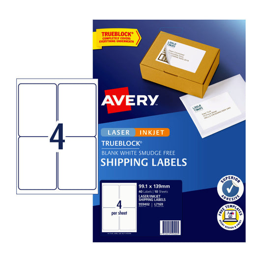 AV IP Lbl Wht L7169 4Up Pk10 Avery