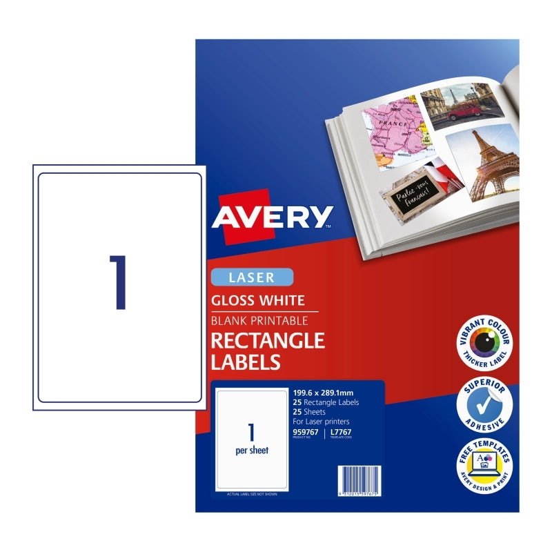 Avery Gloss Lbl L7767 1UP Pk25 Avery
