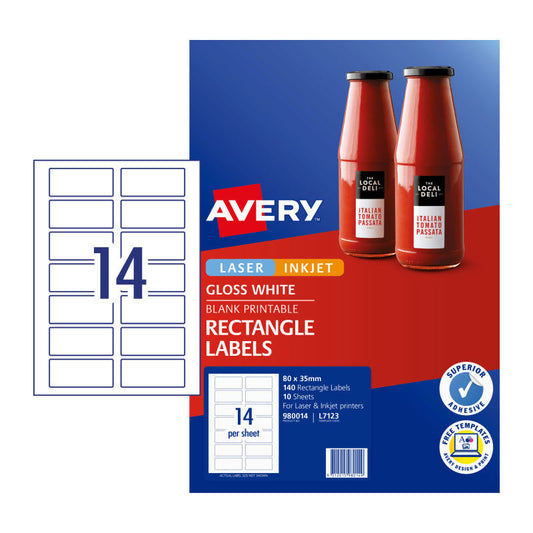 Avery Lbl Rect L7123 14Up Pk10 Avery