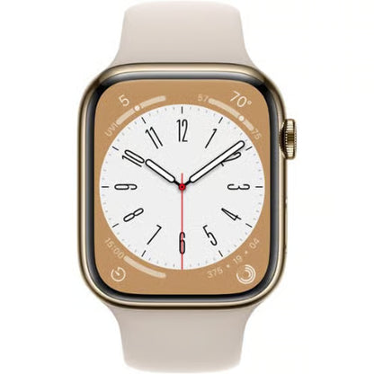 Apple Watch Series 8 GPS + Cellular 45mm Aluminum Case w/ Sport Band - Gold- Pristine Refurbished - AU Version