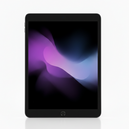 Refurbished iPad Air (Space Gray) – angled view, slim profile and clean body