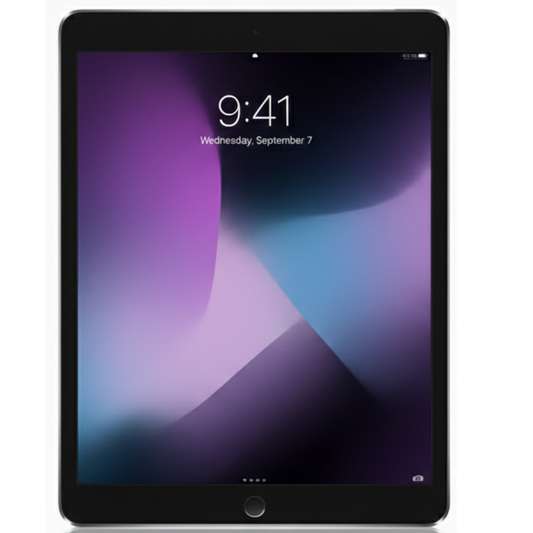 Refurbished unlocked Space Gray iPad Pro 9.7″ 32 GB – front view, screen off