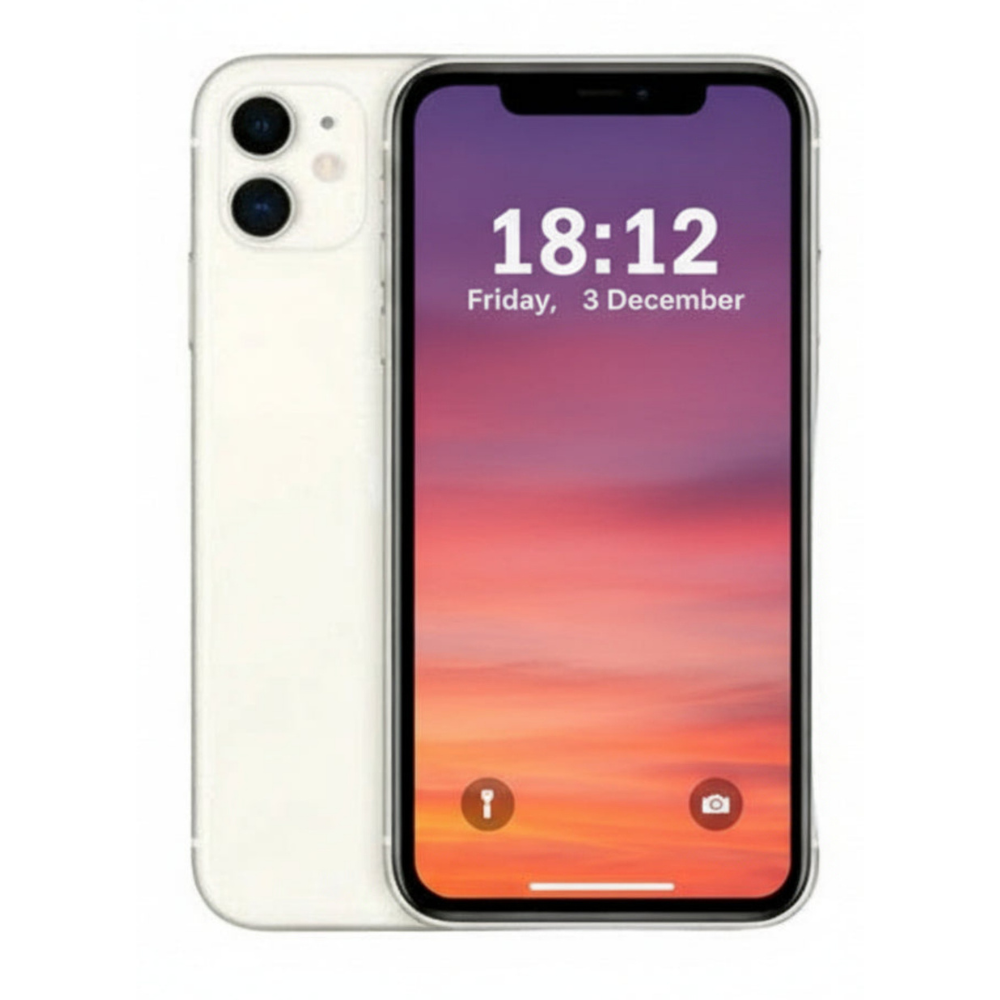 Refurbished iPhone 11 64GB – front view, clean screen and chassis