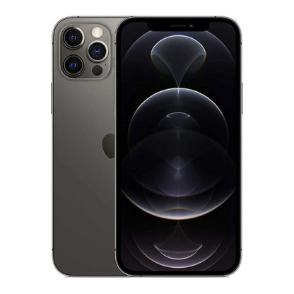 Refurbished iPhone 12 Pro Max 512 GB Graphite – front view, clean screen & frame
