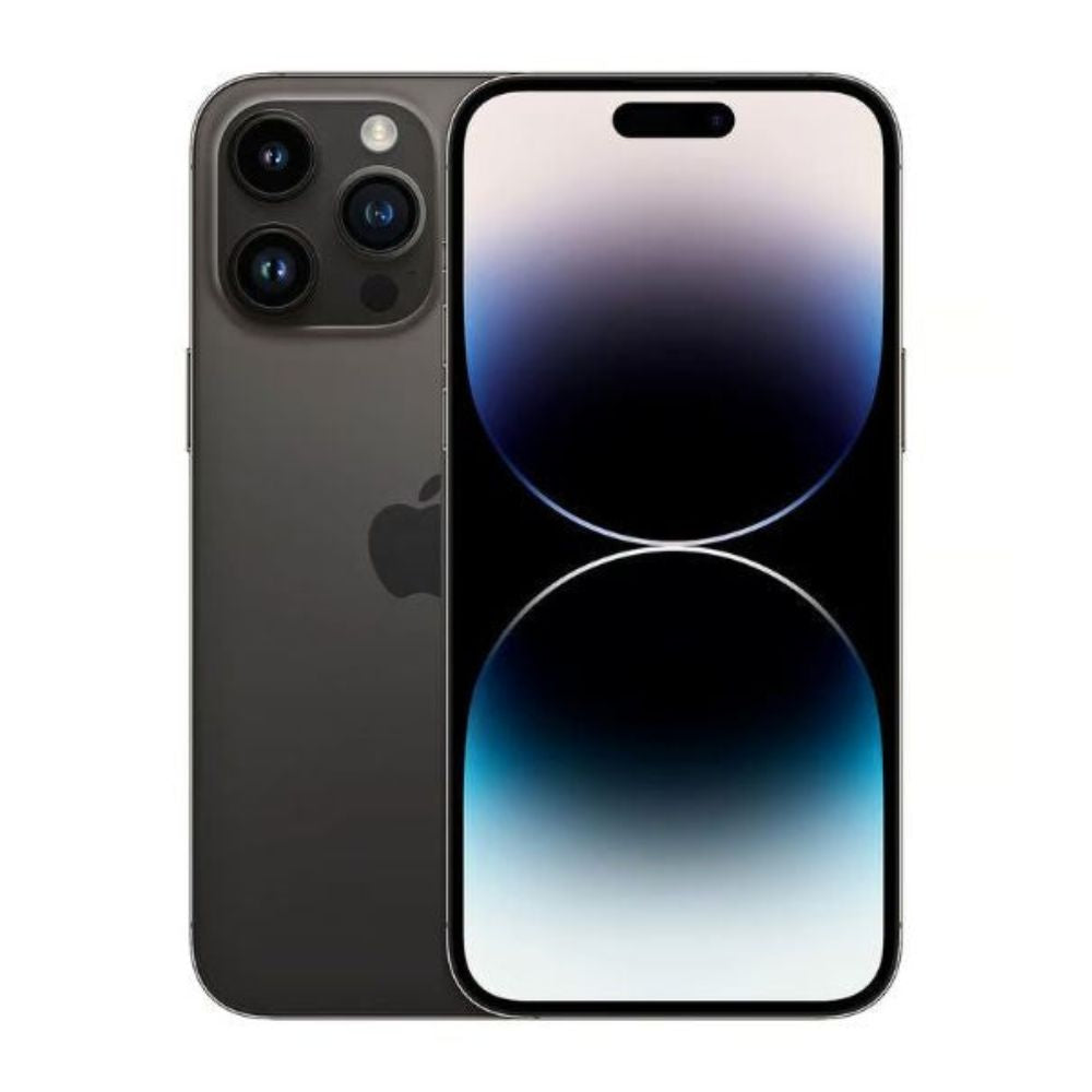 Good refurbished iPhone 14 Pro Max 256GB Space Black – front view on white background