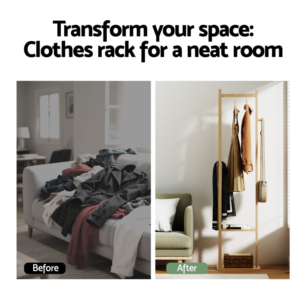 Artiss Clothes Rack Airer Coat Stand Bamboo Tristar Online