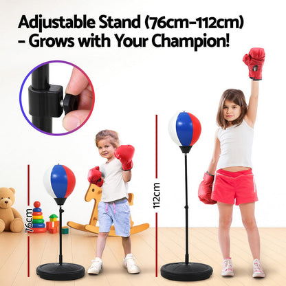 Everfit Kids Punching Bag Stand Set Adjustable 76-112cm with Gloves & Pump Tristar Online