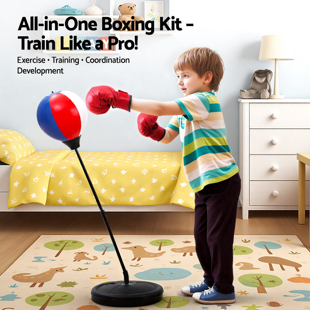Everfit Kids Punching Bag Stand Set Adjustable 76-112cm with Gloves & Pump Tristar Online