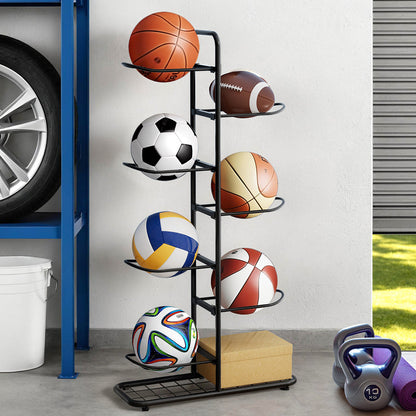 Everfit Ball Storage Rack Sports Equipment Organizer 7-Tier Holder for Garage Gym Black Tristar Online