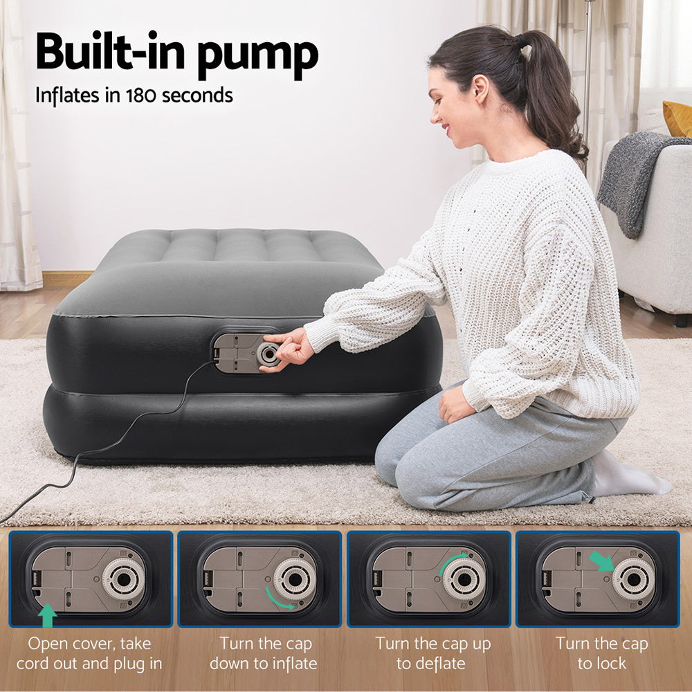 Bestway Air Mattress Bed Single Size Inflatable Camping Beds Built-in Pump Tristar Online