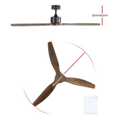 Devanti 52'' Ceiling Fan AC Motor 3 Blades w/Remote - Dark Wood Tristar Online