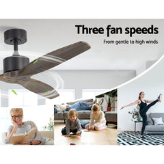 Devanti 52'' Ceiling Fan AC Motor 3 Blades w/Remote - Dark Wood Tristar Online