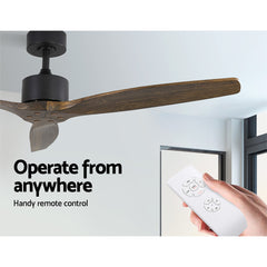 Devanti 52'' Ceiling Fan AC Motor 3 Blades w/Remote - Dark Wood Tristar Online