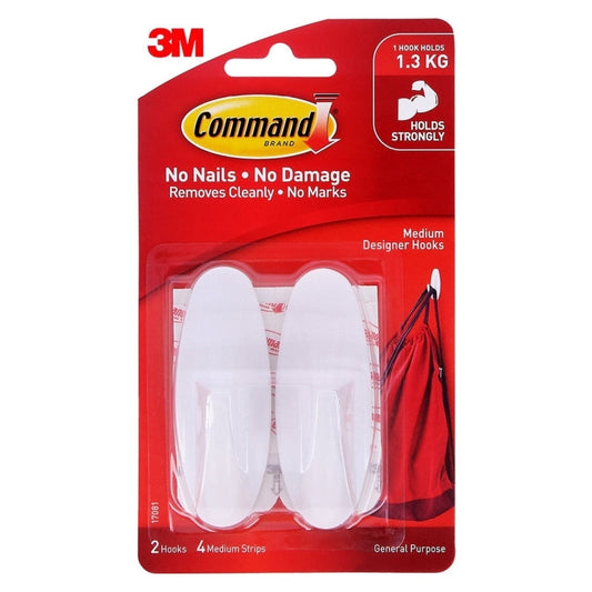 Command Med Hook White Pk2 Bx6 Command