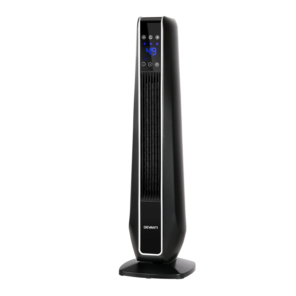 Devanti Electric Ceramic Tower Fan Heater Portable Oscillating Remote Control 2400W Black Tristar Online