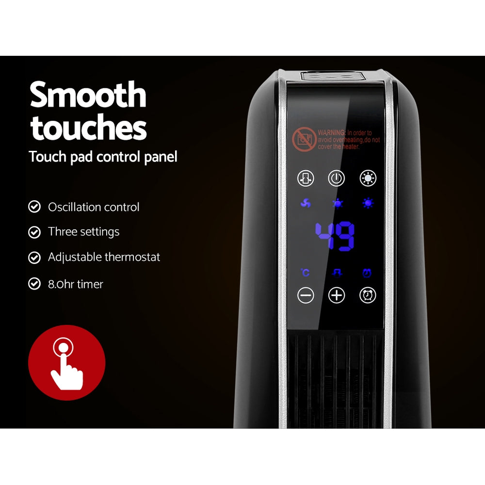 Devanti Electric Ceramic Tower Fan Heater Portable Oscillating Remote Control 2400W Black Tristar Online