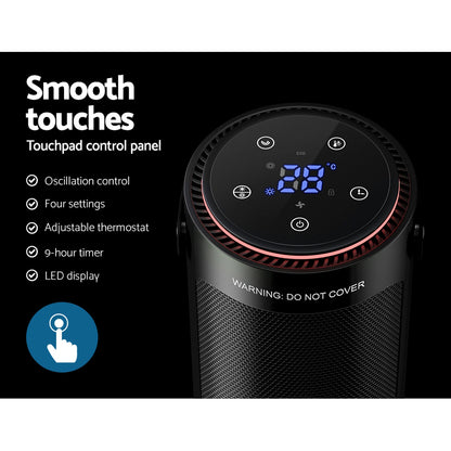 Devanti Ceramic Tower Heater Electric Portable Oscillating Remote Control 2000W Tristar Online