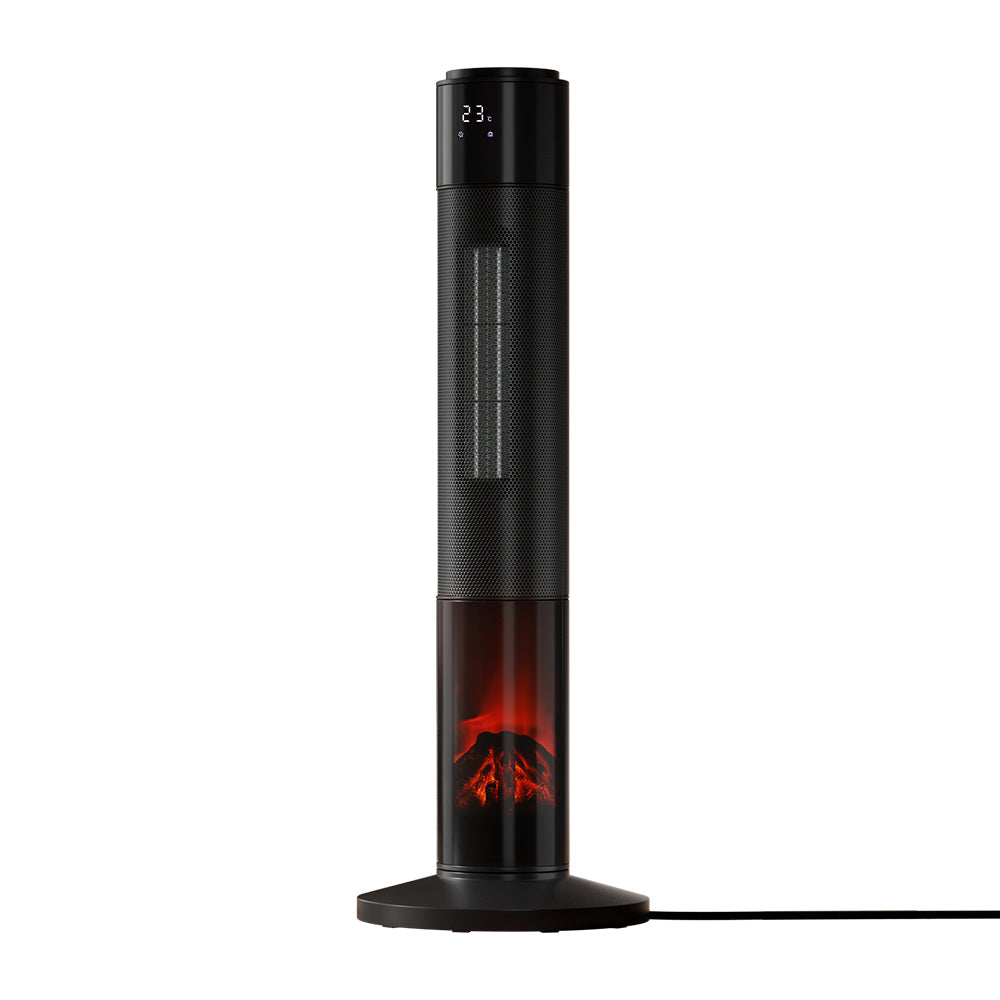 Devanti Electric Ceramic Tower Heater 3D Flame Oscillating Remote Control 2000W Tristar Online