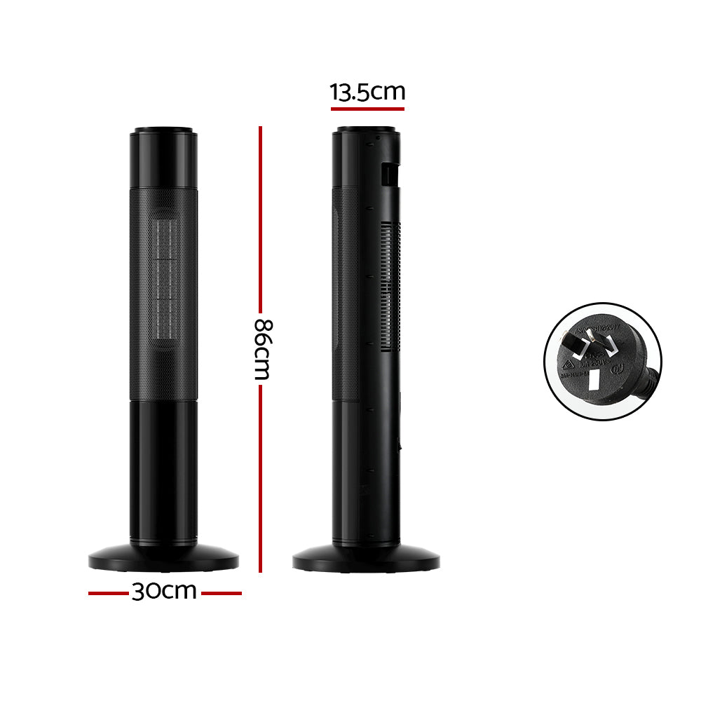 Devanti Electric Ceramic Tower Heater 3D Flame Oscillating Remote Control 2000W Tristar Online
