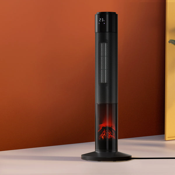 Devanti Electric Ceramic Tower Heater 3D Flame Oscillating Remote Control 2000W Tristar Online