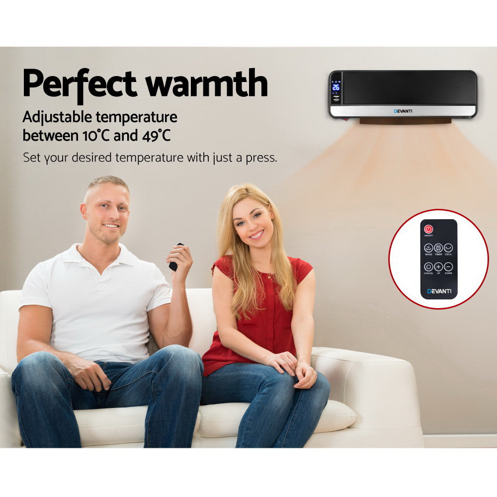 Devanti 2000W Wall Mounted Panel Heater - Black Tristar Online
