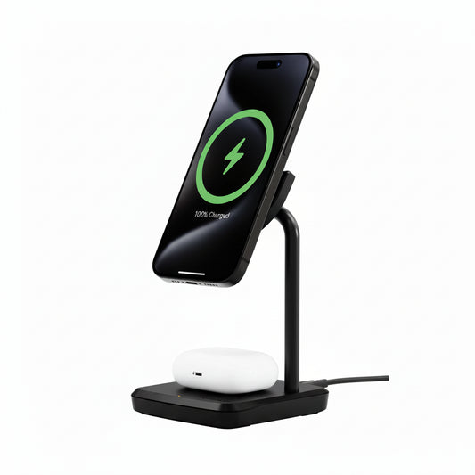 SPROUT Qi2 Magnetic 2-in-1 Wireless Charger - Black- Fast Charging Stand for iPhone & AirPods - Excellent - Refurbished