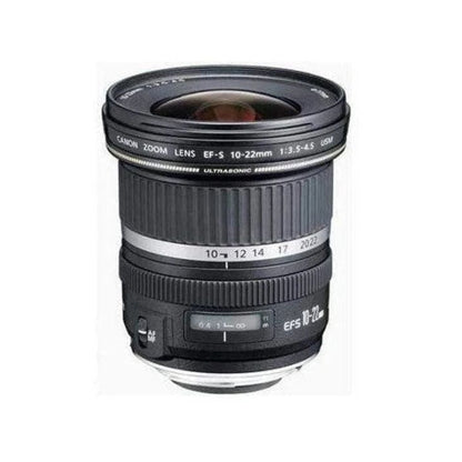 Canon EF-S 10-22mm lens showing focus and zoom rings