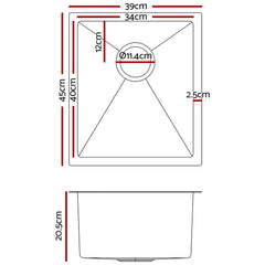 Cefito 39cm x 45cm Stainless Steel Kitchen Sink Under/Top/Flush Mount Silver Tristar Online