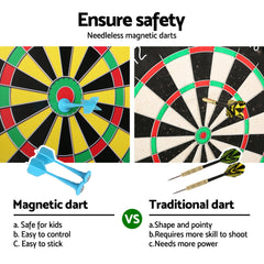 16" Dartboard Dart Board with Magnetic Darts Kids Toy Gift