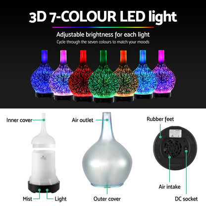 Devanti Ultrasonic Aroma Aromatherapy Diffuser 3D Light Oil Firework Humidifier Tristar Online