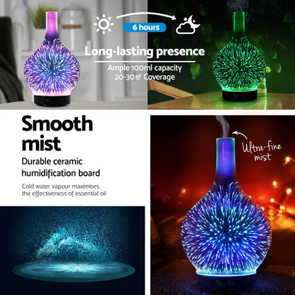 Devanti Ultrasonic Aroma Aromatherapy Diffuser 3D Light Oil Firework Humidifier Tristar Online