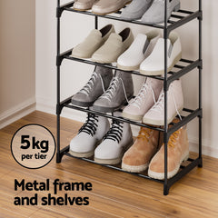 Artiss Shoe Rack Shoe Storage Shelf 10-tier 20 Pairs DIY Stackable Black Metal Tristar Online