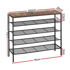 Artiss Shoe Rack 25 Pairs 5-tier Shoe Storage Organiser Shelf Metal frame Walnut Tristar Online