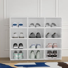 Artiss Shoe Box Set of 12 Storage Case Stackable Plastic Shoe Cabinet Cube White Tristar Online