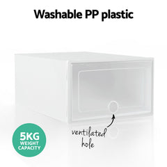 Artiss Shoe Box Set of 12 Storage Case Stackable Plastic Shoe Cabinet Cube White Tristar Online