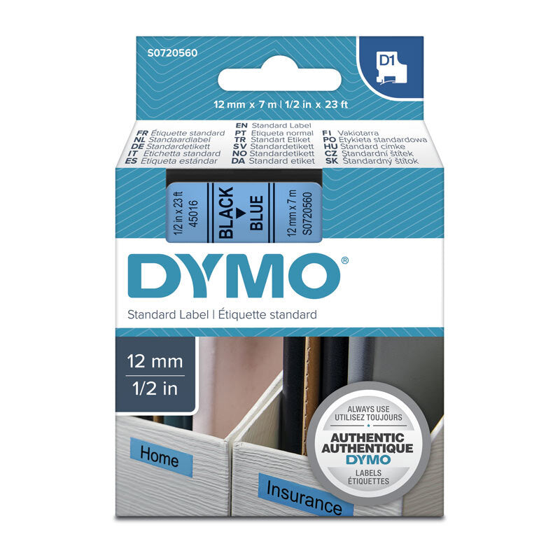 D1 Blk on Blue 12mmx7m Tape Dymo