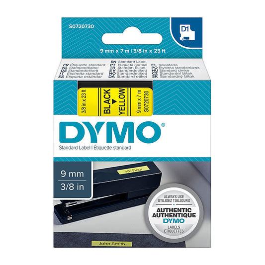 D1 Blk on Yell 9mm x7m Tape Dymo