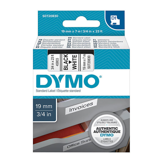 D1 Blk on Wht 19mmx7m Tape Dymo