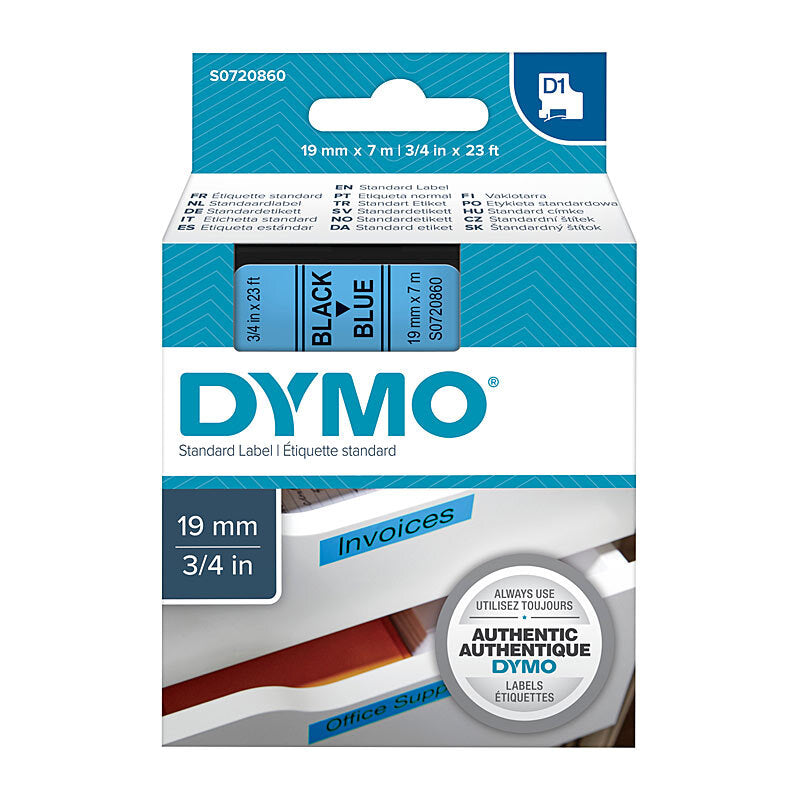 D1 Blk on Blue 19mmx7m Tape Dymo