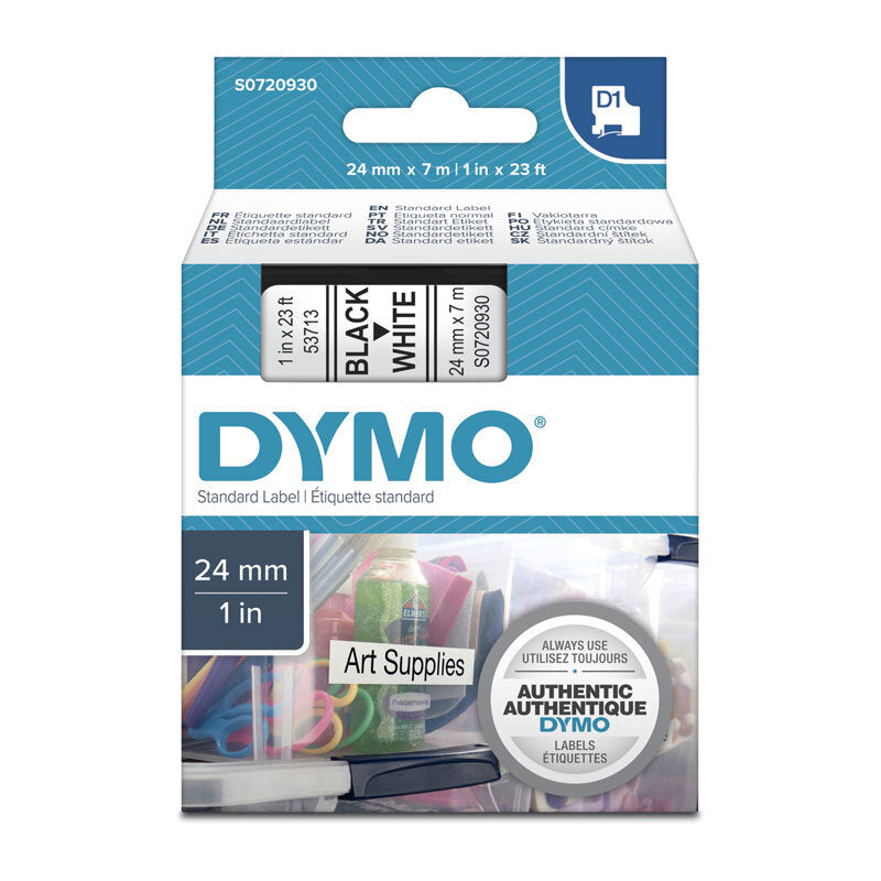 D1 Blk on Wht 24mmx7m Tape Dymo