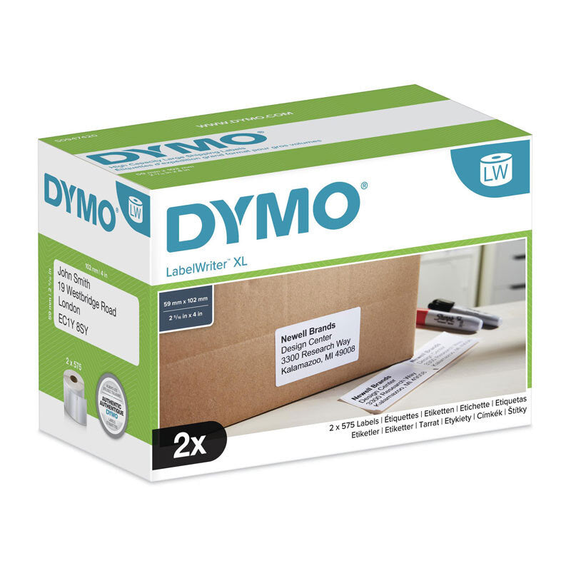 Dymo LW 59mm x 102mm White x2 Dymo