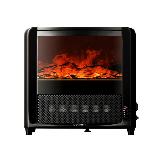 Devanti Electric Fireplace 3D Flame Effect Timer Portable Indoor Heater 2000W Tristar Online