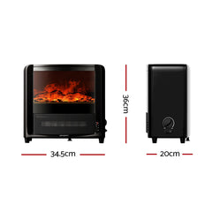 Devanti Electric Fireplace 3D Flame Effect Timer Portable Indoor Heater 2000W Tristar Online