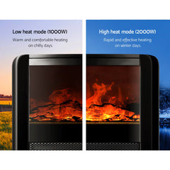 Devanti Electric Fireplace 3D Flame Effect Timer Portable Indoor Heater 2000W Tristar Online