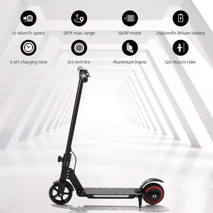 Electric Scooter 130W 16KM/H LED Light Folding Portable Riding Commuter Black Tristar Online