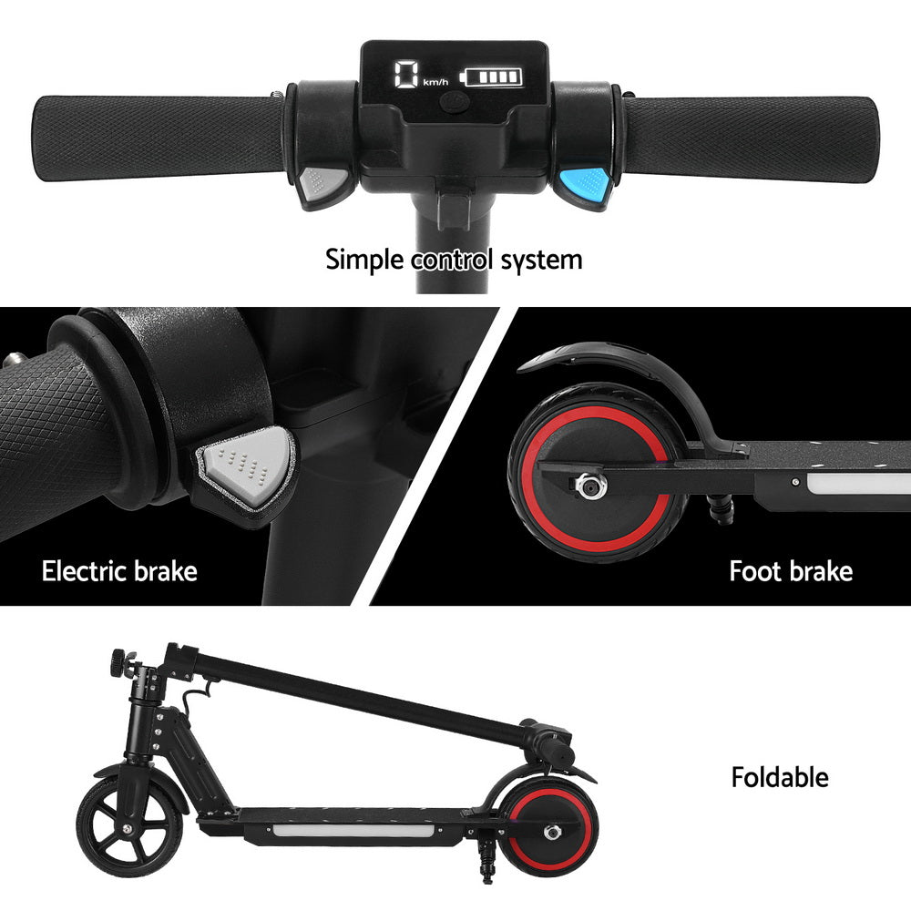 Electric Scooter 130W 16KM/H LED Light Folding Portable Riding Commuter Black Tristar Online