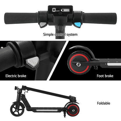 Electric Scooter 130W 16KM/H LED Light Folding Portable Riding Commuter Black Tristar Online